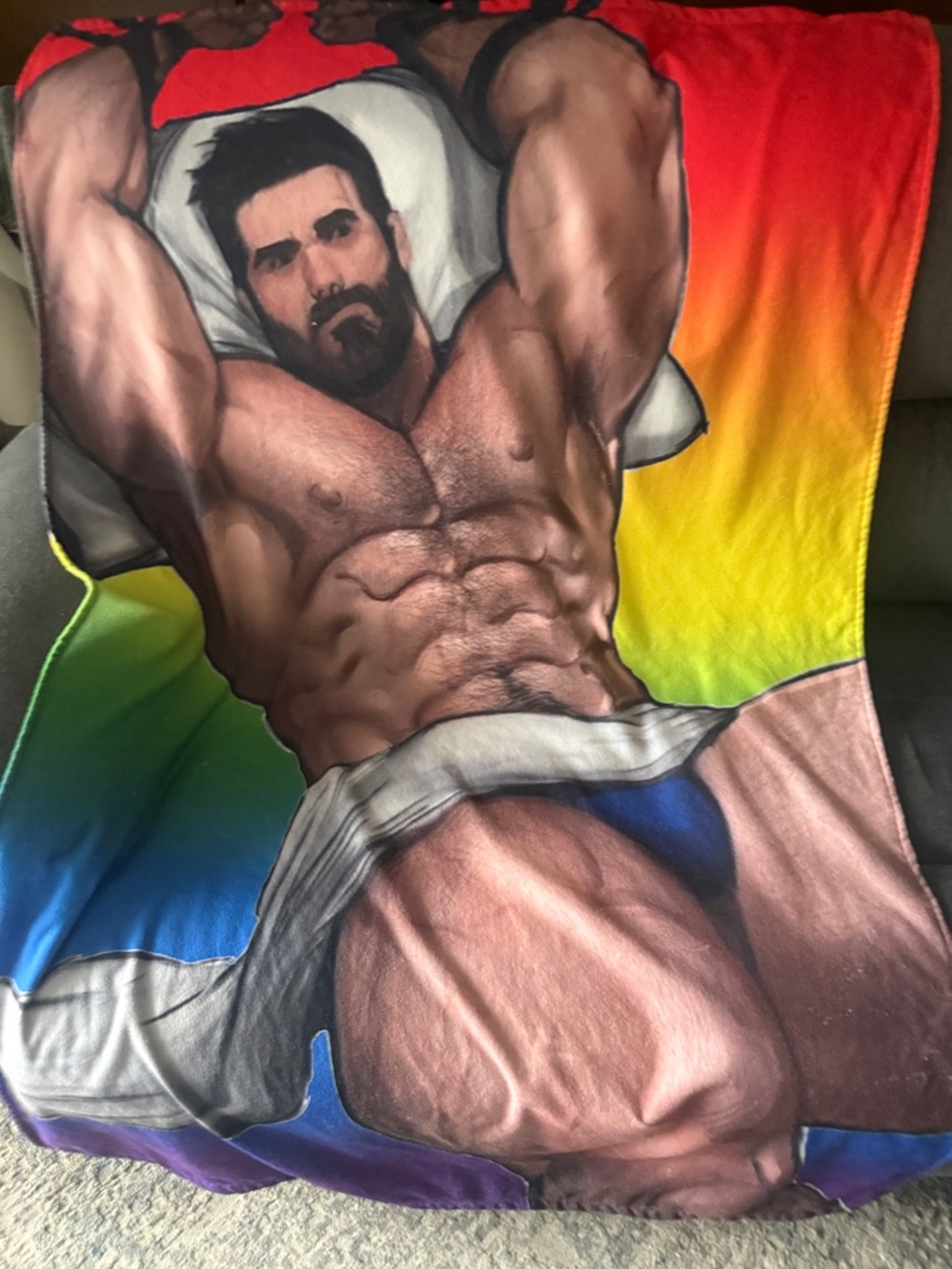 Rainbow Graphic Muscle Man Beach Towel